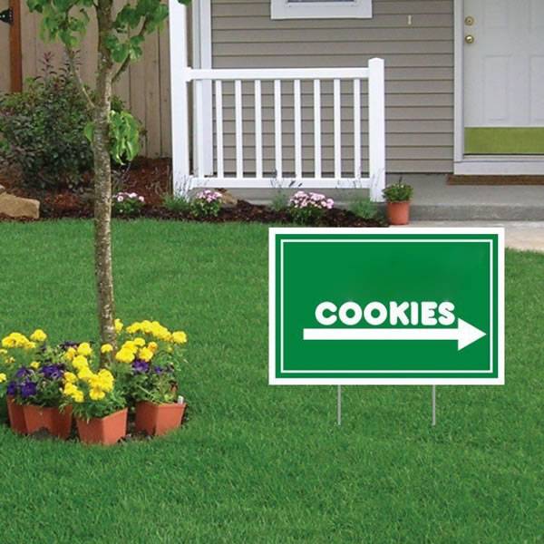 H stake work well with advertising sign for cookies.