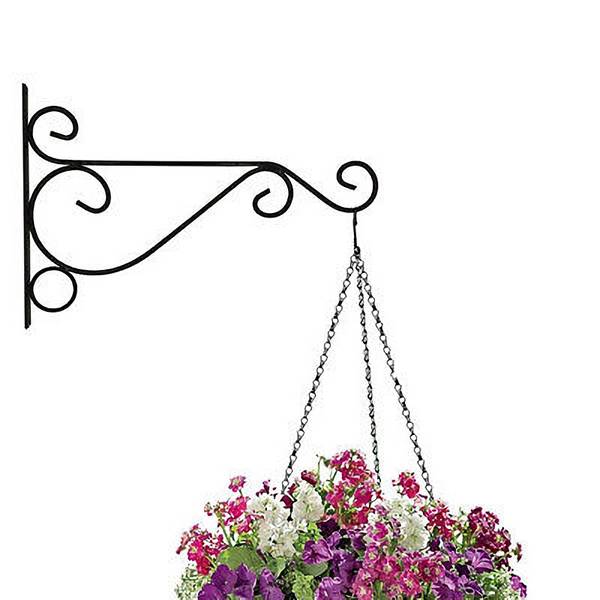 Plant bracket hanging a basket flower.