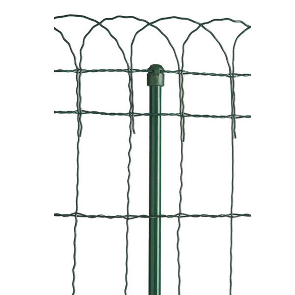 PVC coated border fence with dark green color with support stake.